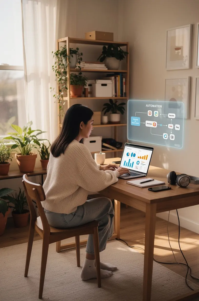 Engineer setting up a smart home device to demonstrate practical automation applications